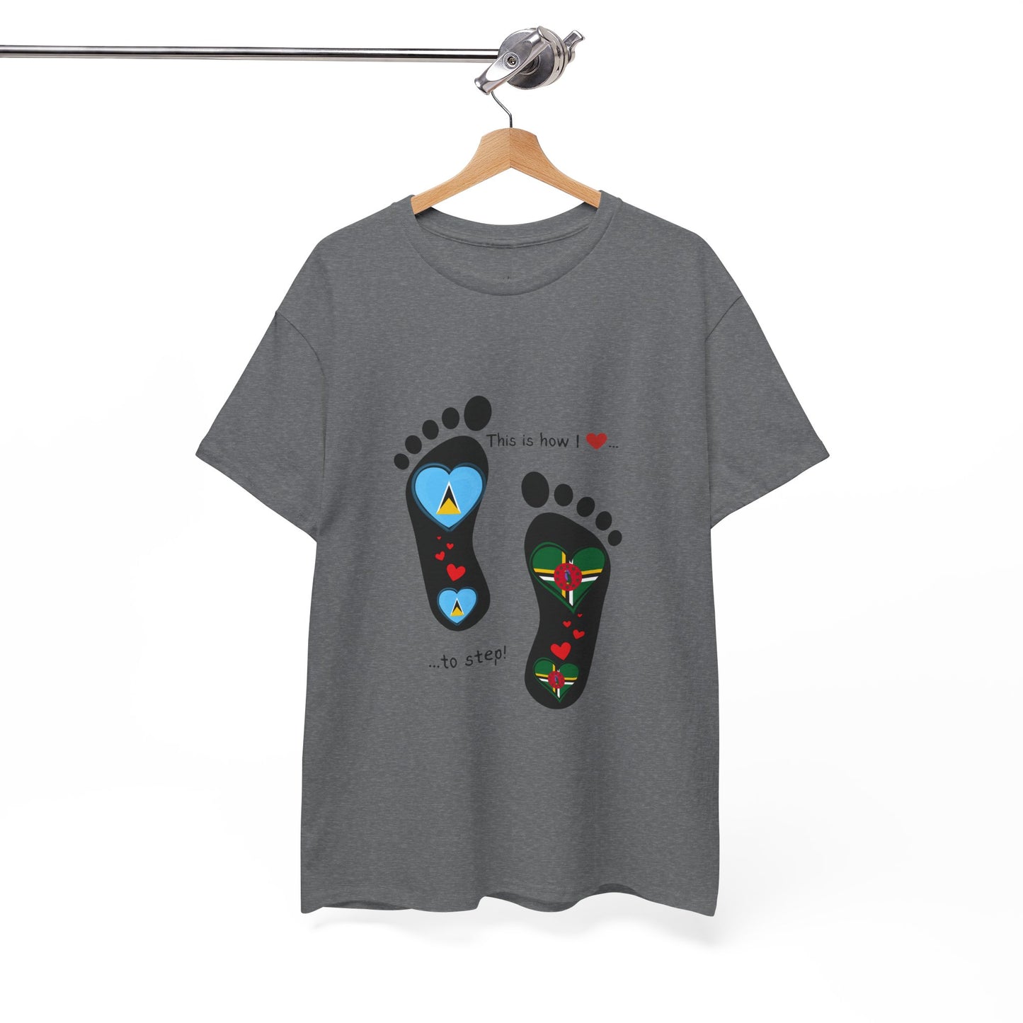Caribbean Fusion: Footprint Flags Tee - Celebrate Saint Lucia & Dominica in Style!