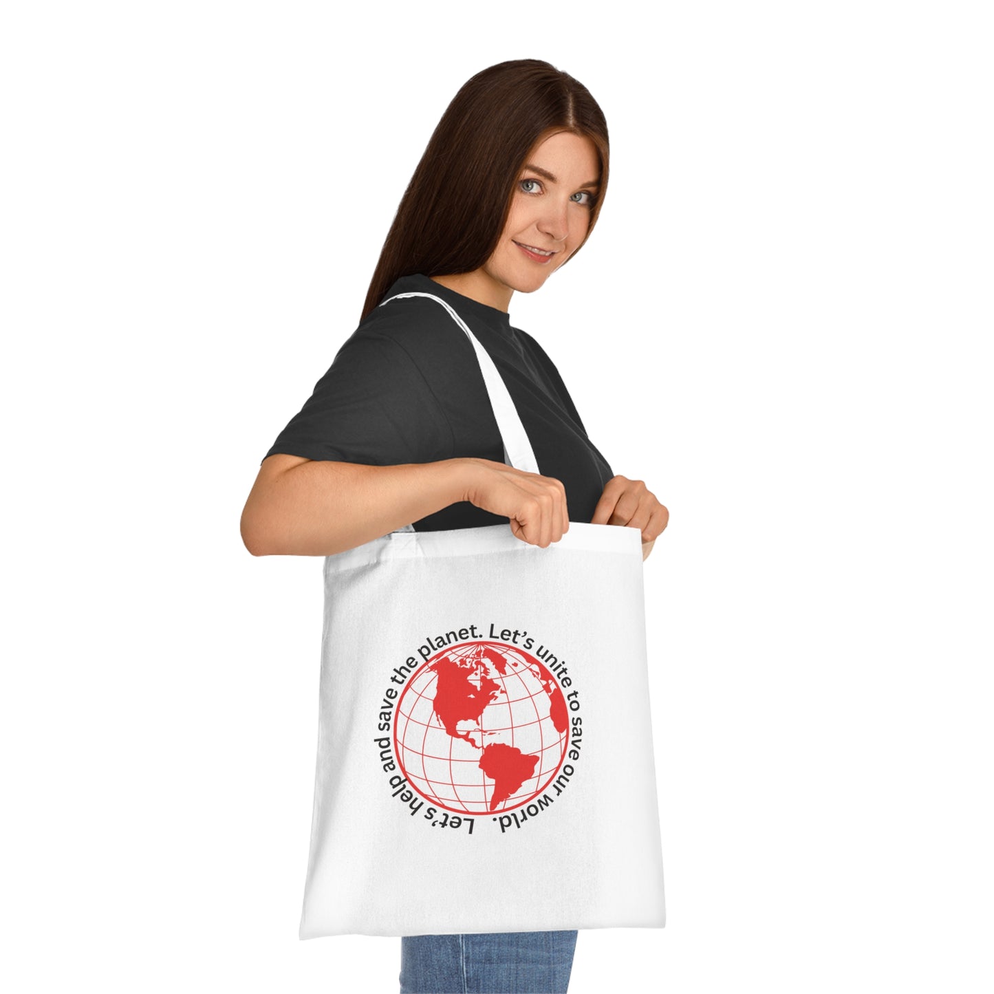 Cotton Tote/Bag - Global Consciousness Tote: LoveJustJules Eco-Friendly World Outline Bag