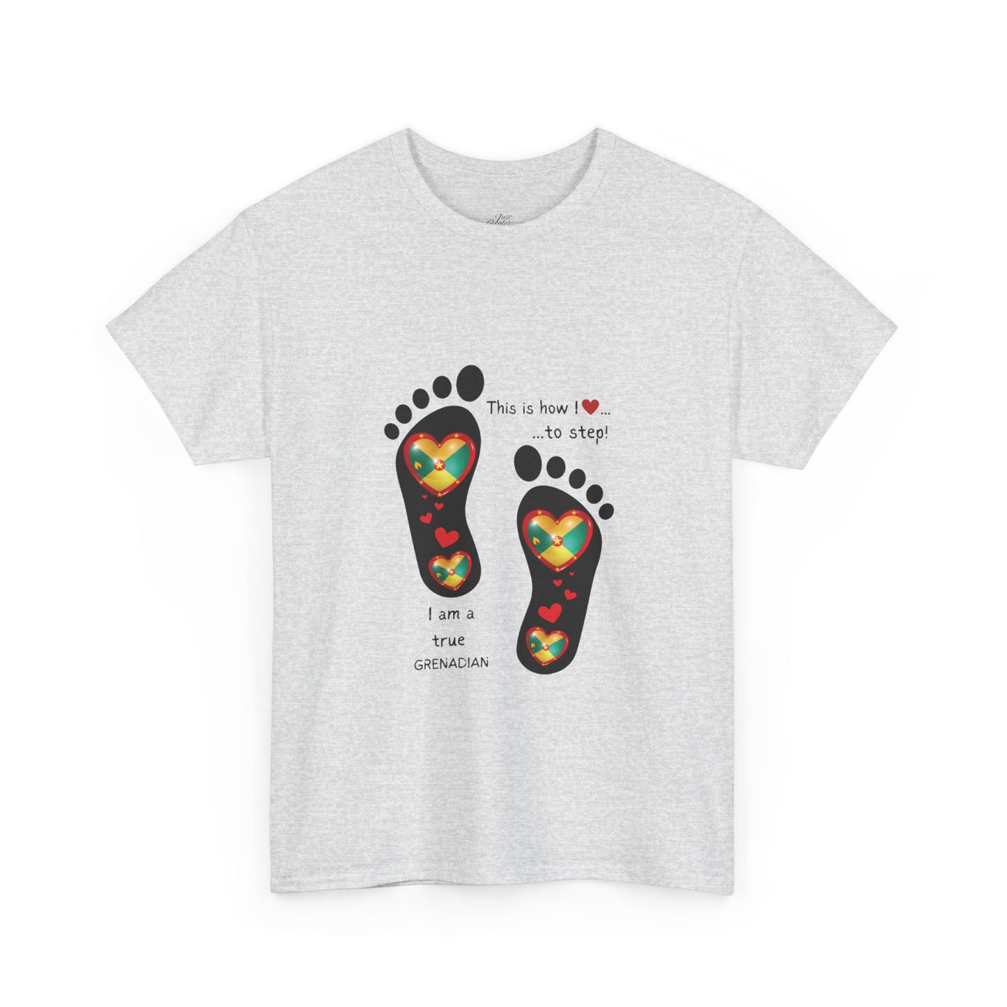 Unisex Heavy Cotton Tee - LoveJustJules Grenadian Heart Flag Tee - Gift Idea