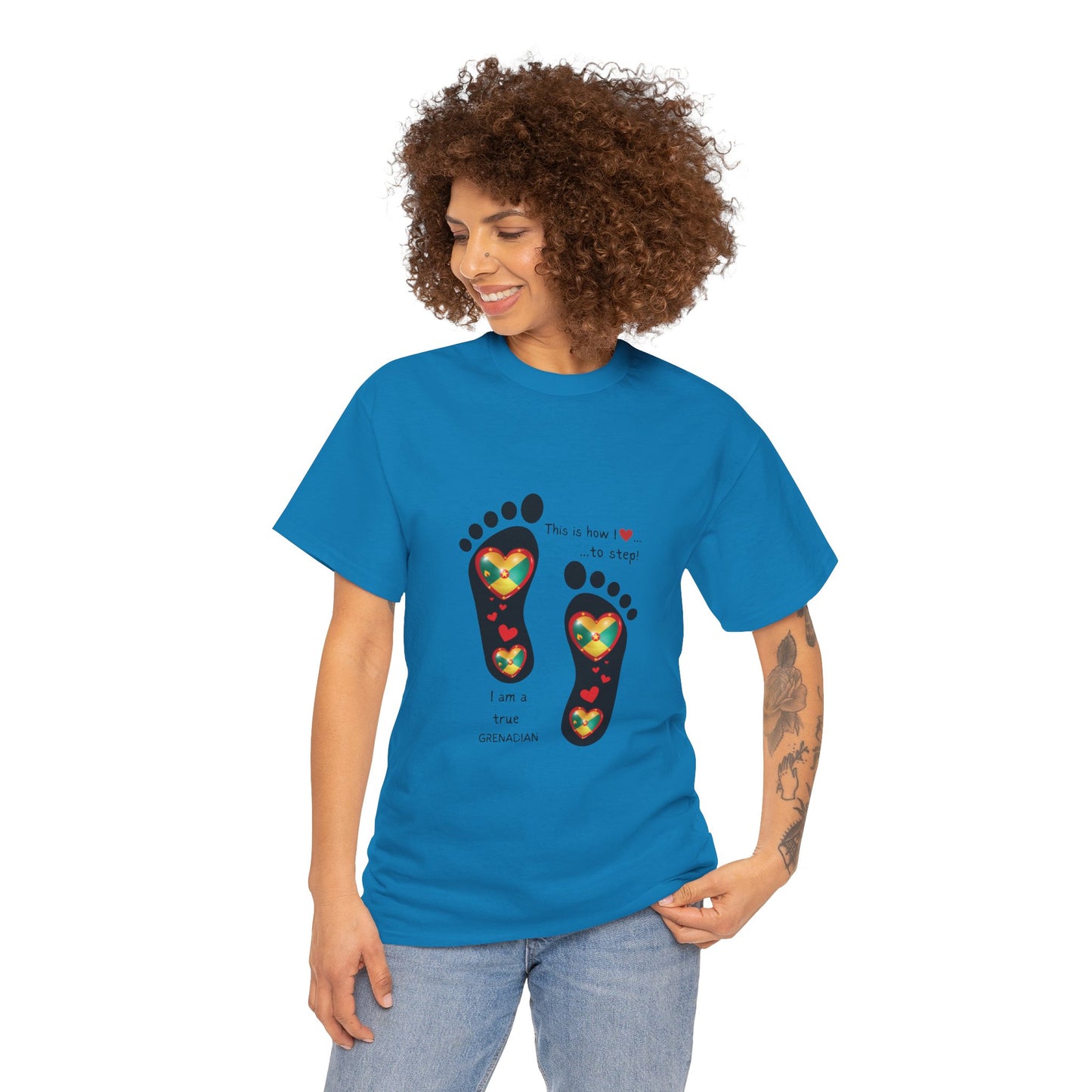 Unisex Heavy Cotton Tee - LoveJustJules Grenadian Heart Flag Tee - Gift Idea