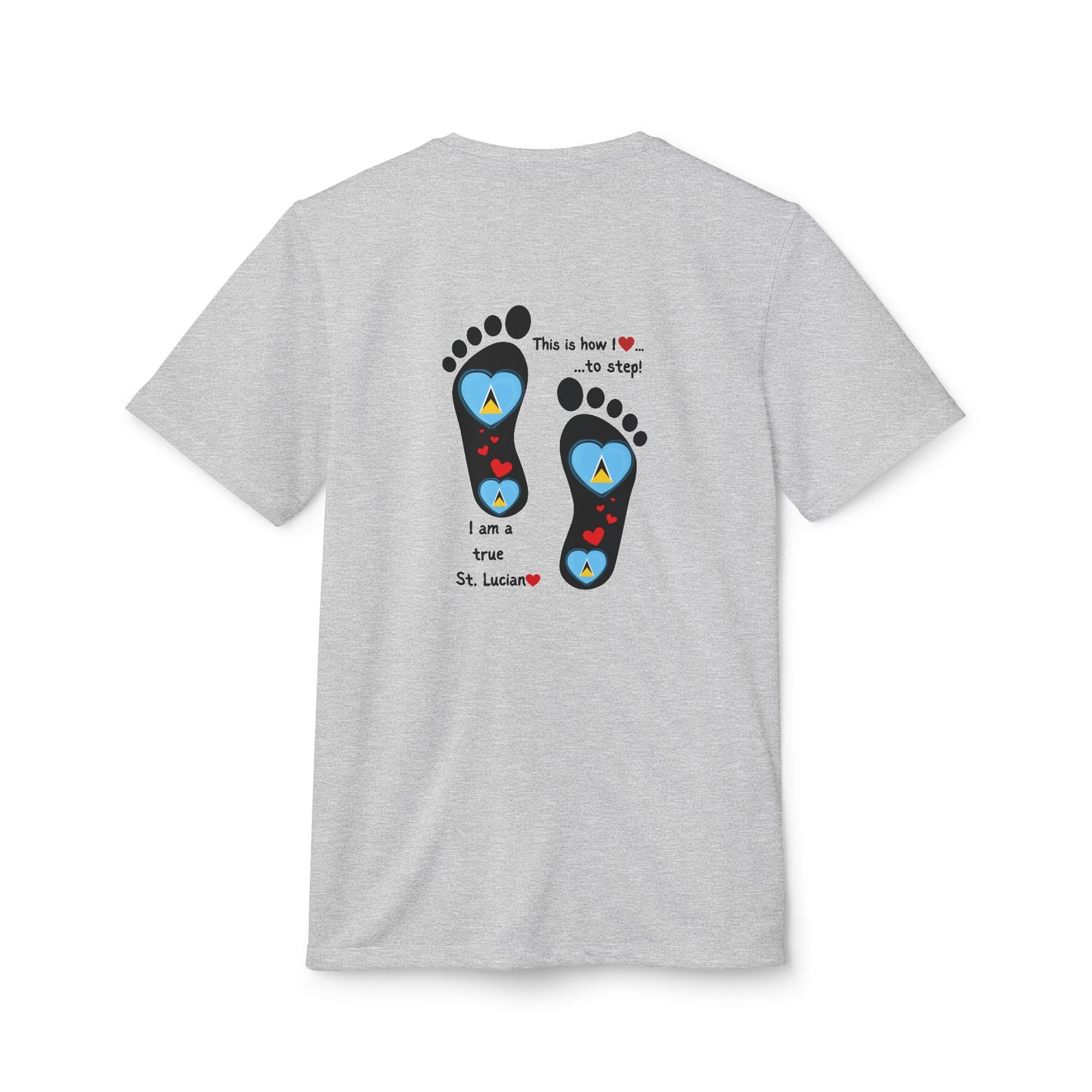 LoveJustJules Heart-Shaped Flag of St. Lucia in Footprints Top - A Fusion of Style, Patriotism, and adidas® Quality