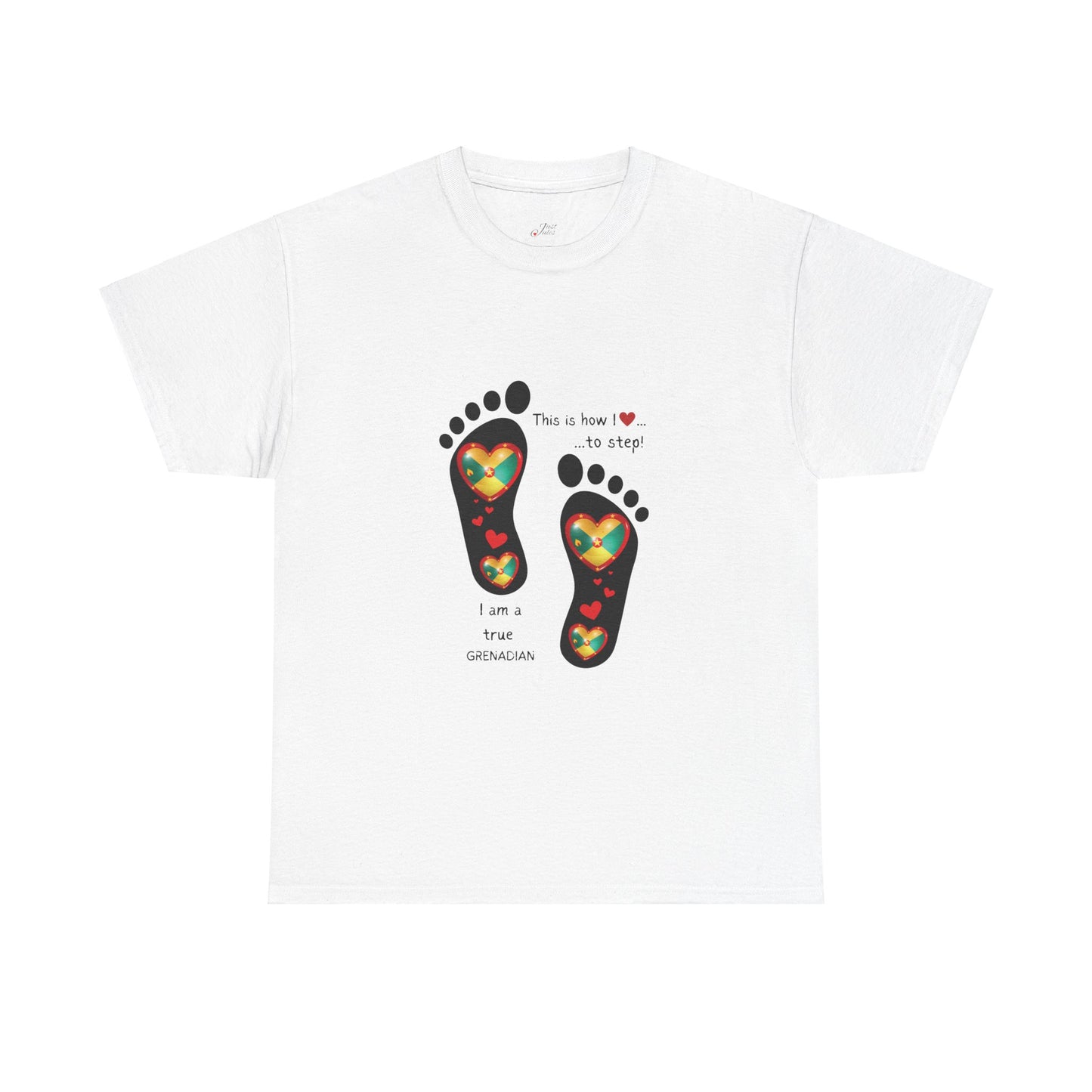 Unisex Heavy Cotton Tee - LoveJustJules Grenadian Heart Flag Tee - Gift Idea