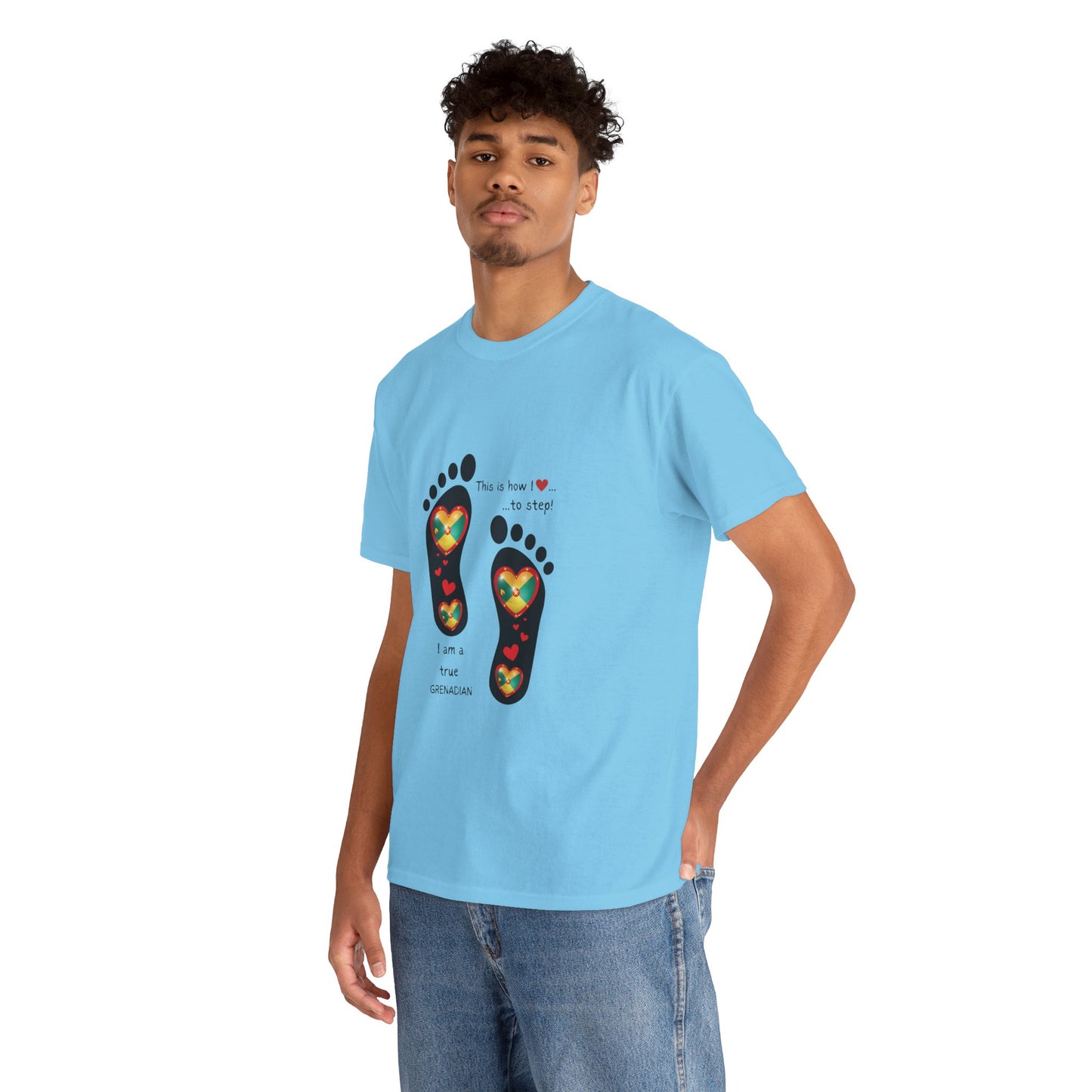 Unisex Heavy Cotton Tee - LoveJustJules Grenadian Heart Flag Tee - Gift Idea