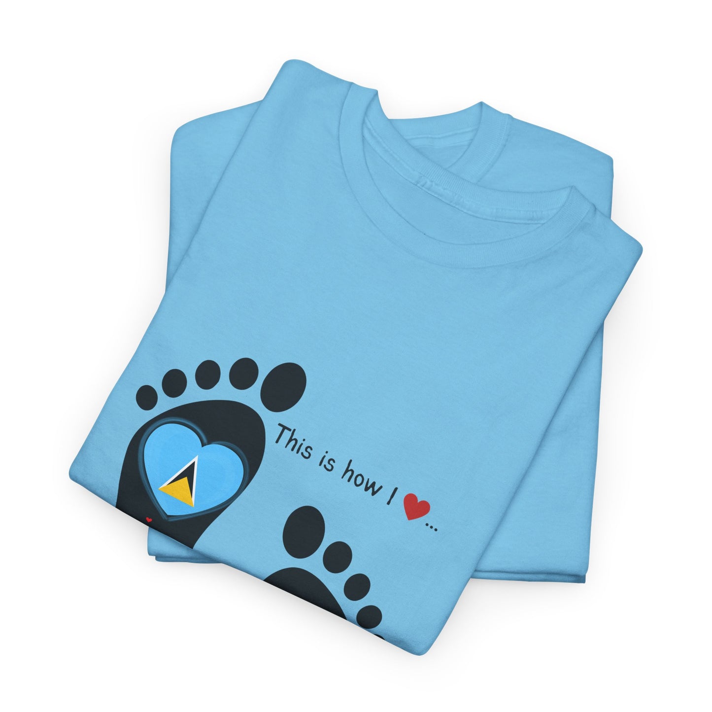 Caribbean Fusion: Footprint Flags Tee - Celebrate Saint Lucia & Dominica in Style!