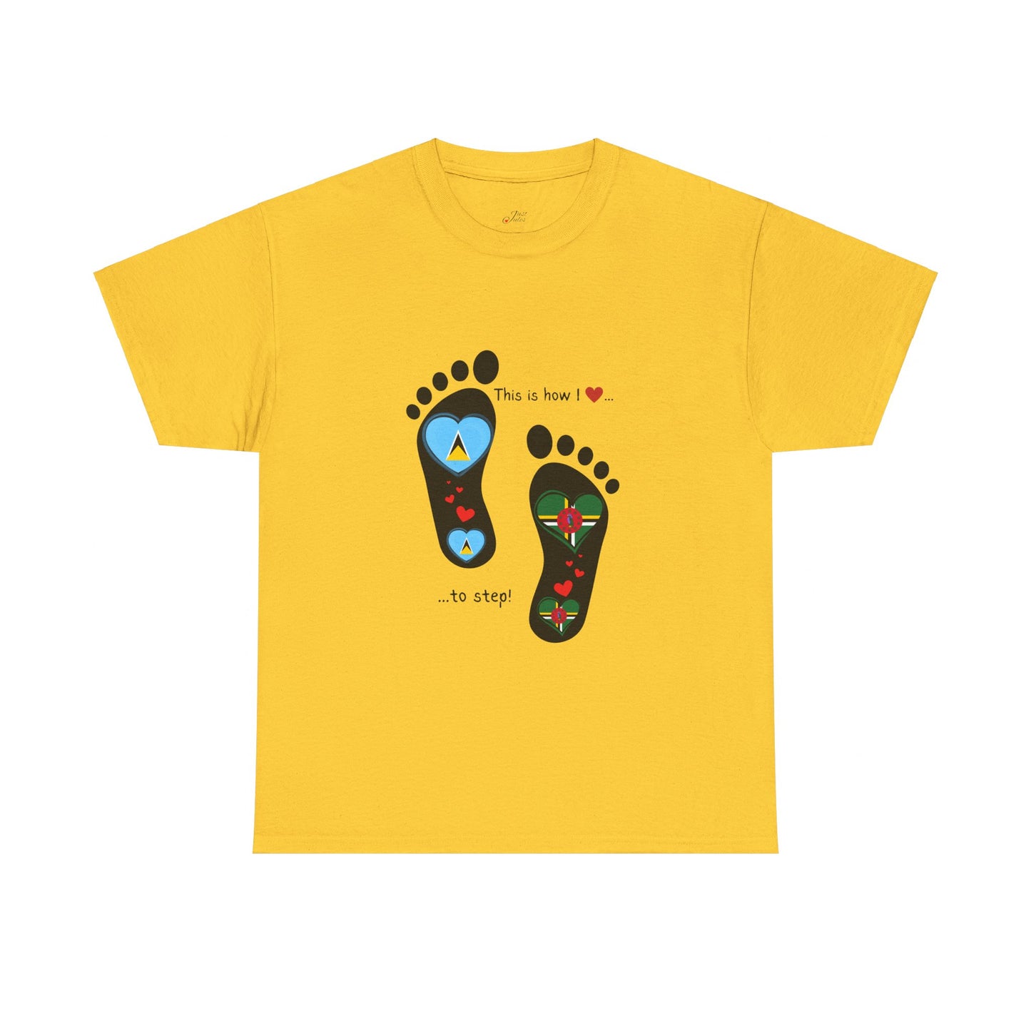 Caribbean Fusion: Footprint Flags Tee - Celebrate Saint Lucia & Dominica in Style!