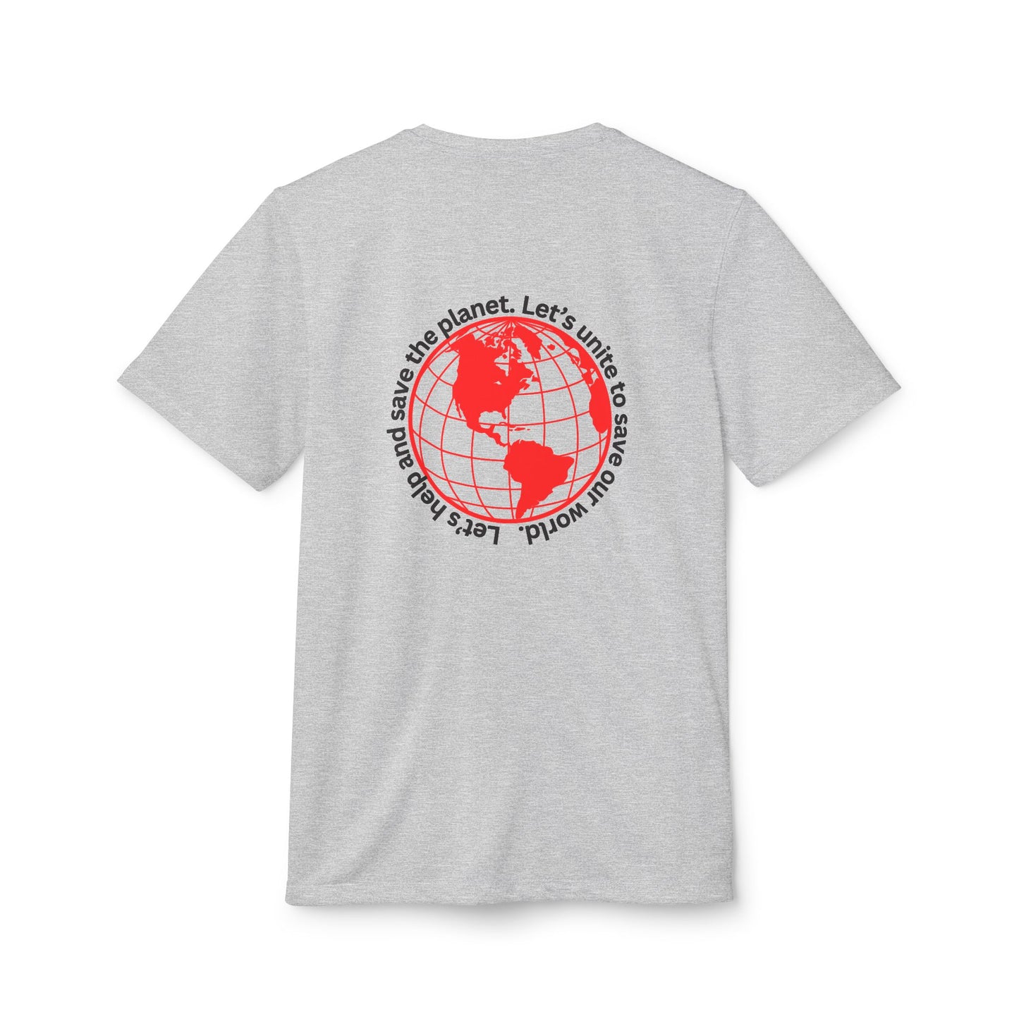 adidas® Unisex Sport T-shirt - Eco-Conscious-Message - Red Outlined World Tee -LoveJustJules - Custom-Designed Apparel