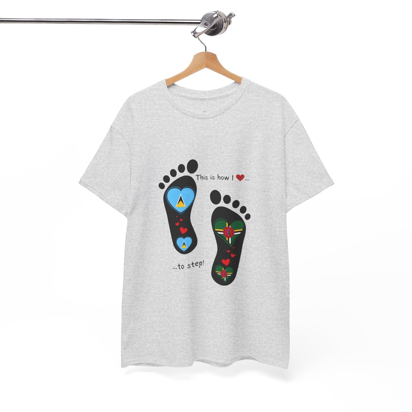 Caribbean Fusion: Footprint Flags Tee - Celebrate Saint Lucia & Dominica in Style!