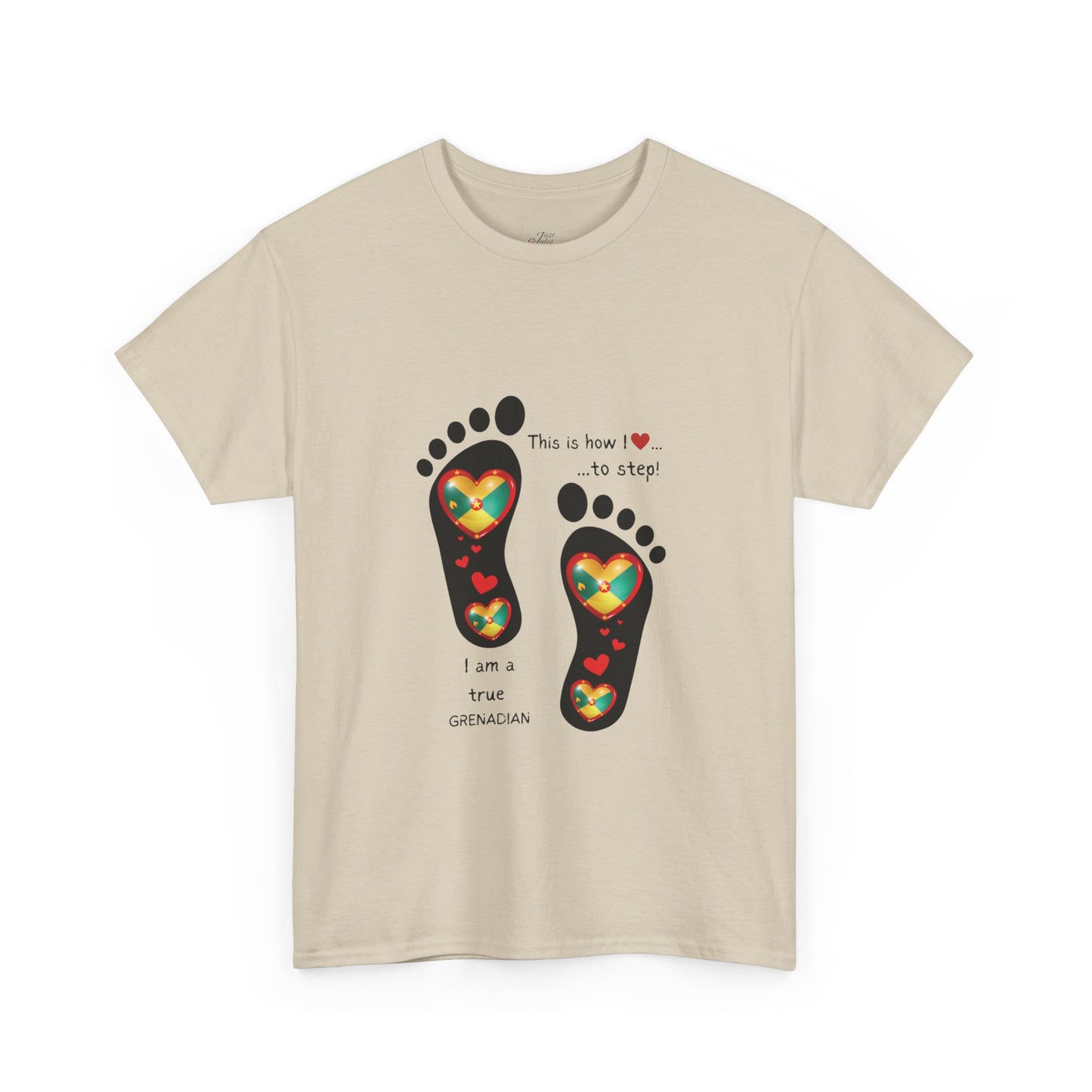 Unisex Heavy Cotton Tee - LoveJustJules Grenadian Heart Flag Tee - Gift Idea