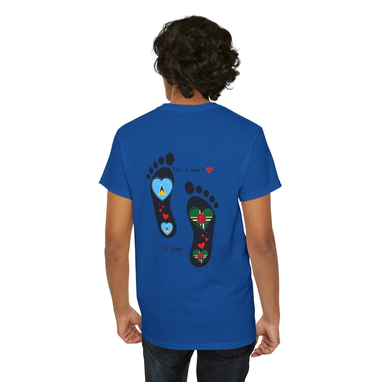 Caribbean Fusion: Footprint Flags Tee - Celebrate Saint Lucia & Dominica in Style!