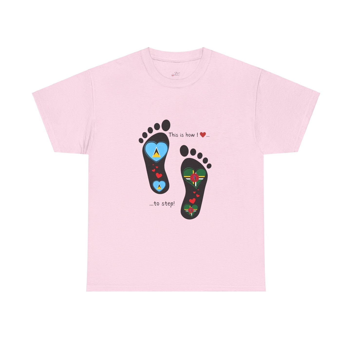 Caribbean Fusion: Footprint Flags Tee - Celebrate Saint Lucia & Dominica in Style!
