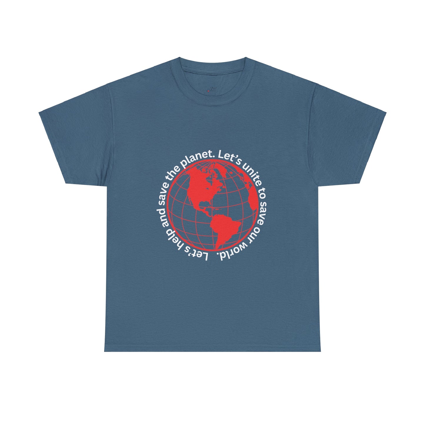 Eco-Friendly Unisex Tee: - Red Outlined World Unisex Tee- Heavy Cotton Tee