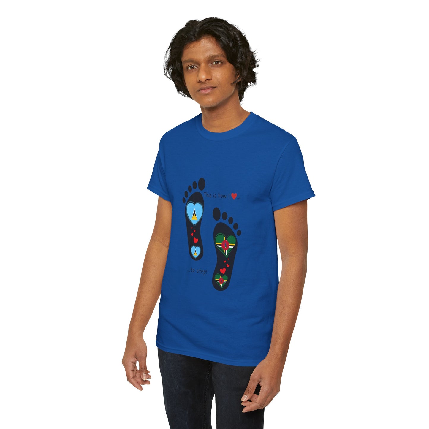 Caribbean Fusion: Footprint Flags Tee - Celebrate Saint Lucia & Dominica in Style!