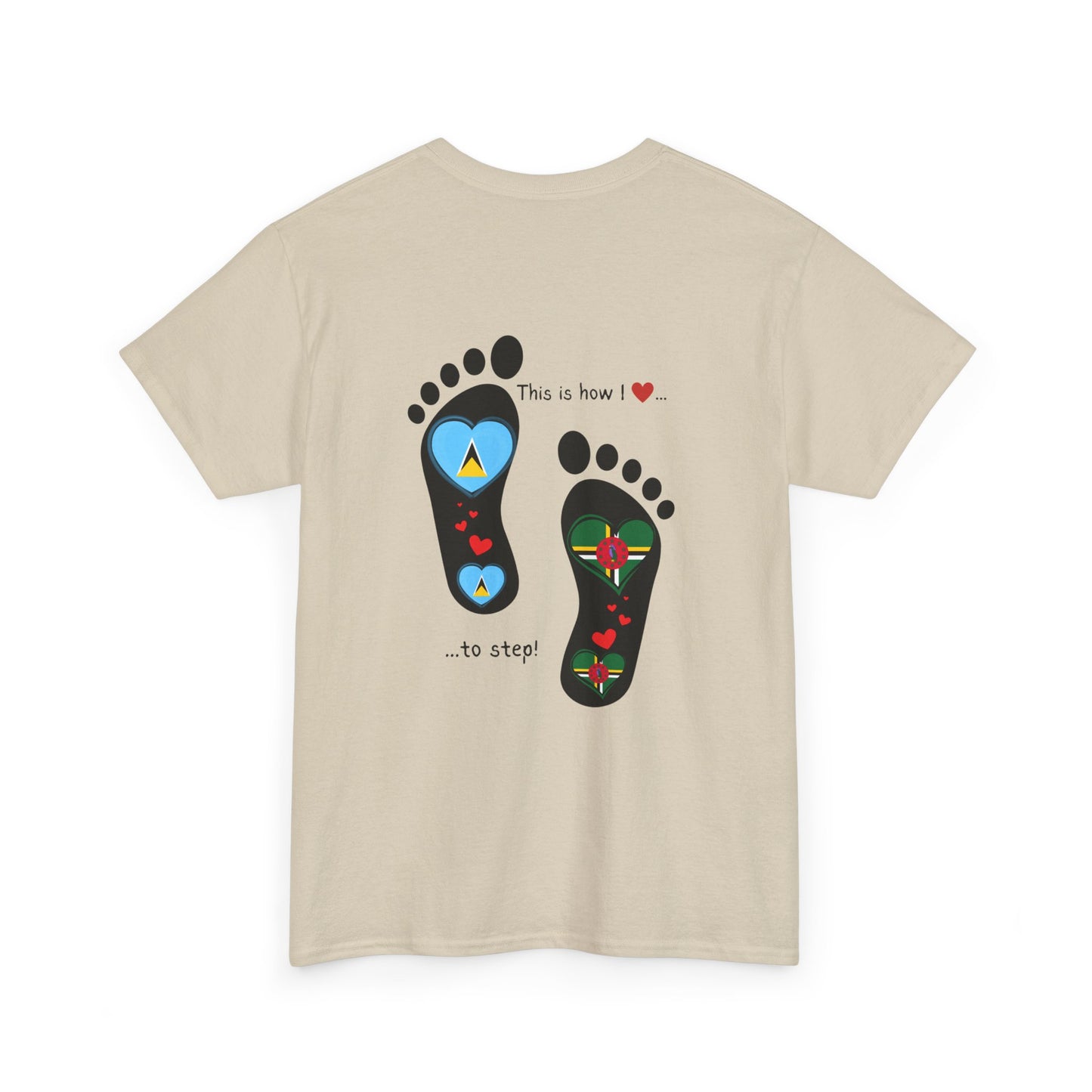 Caribbean Fusion: Footprint Flags Tee - Celebrate Saint Lucia & Dominica in Style!