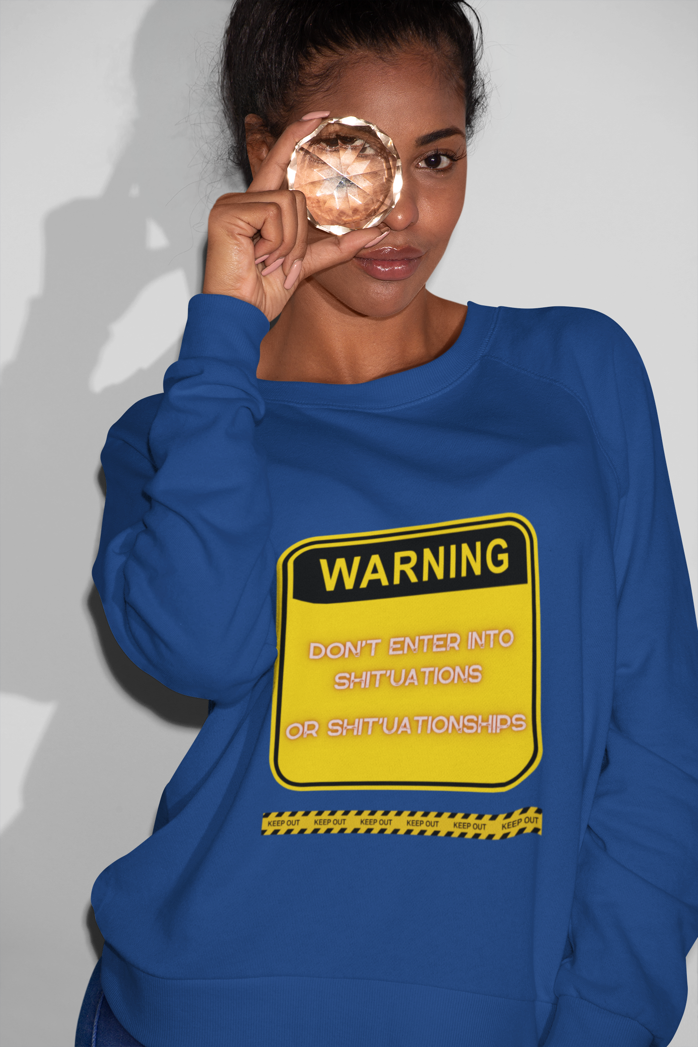 Unisex Sweatshirt - Bold Warning Sign Sweat-Top - "DON'T ENTER INTO SHIT'UATIONS OR SHIT'UATIONSHIPS!" – Empowering, Humorous, and Stylish Apparel