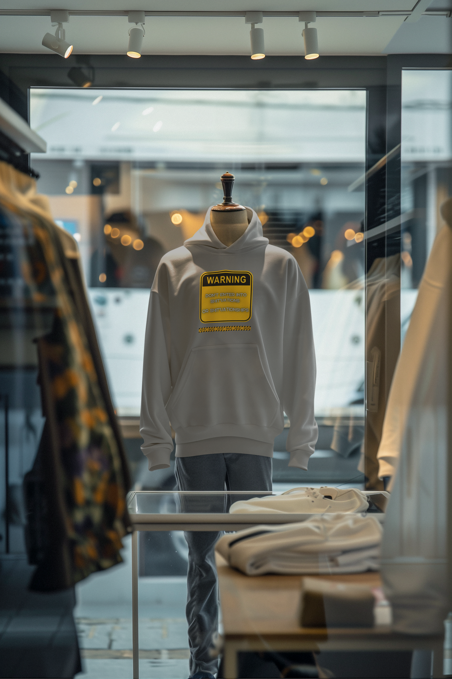 Bold Warning Sign Hoodie -"DON'T ENTER INTO SHIT'UATIONS OR SHIT'UATIONSHIPS!" – Empowering, Humorous, and Stylish Apparel