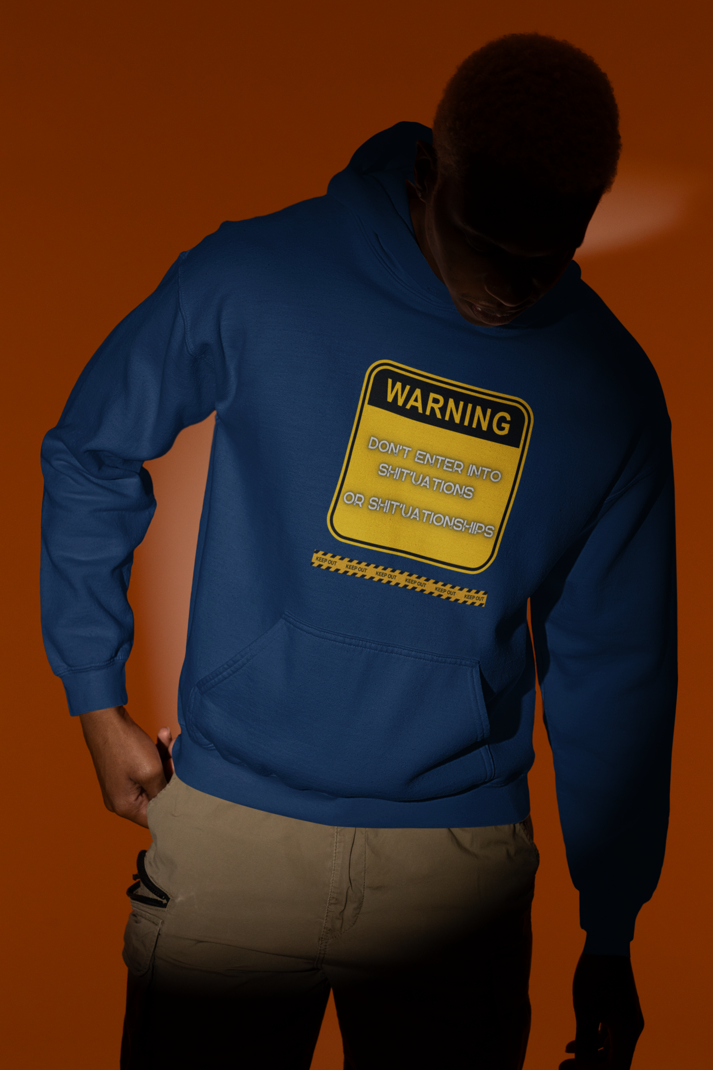 Bold Warning Sign Hoodie -"DON'T ENTER INTO SHIT'UATIONS OR SHIT'UATIONSHIPS!" – Empowering, Humorous, and Stylish Apparel