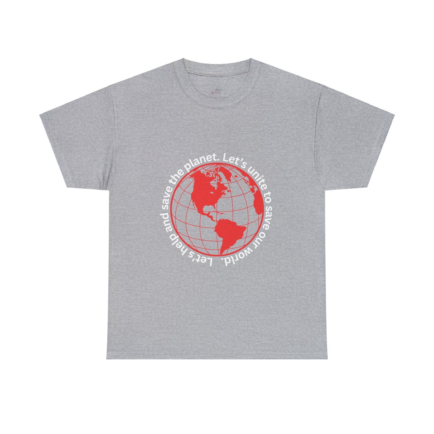 Eco-Friendly Unisex Tee: - Red Outlined World Unisex Tee- Heavy Cotton Tee