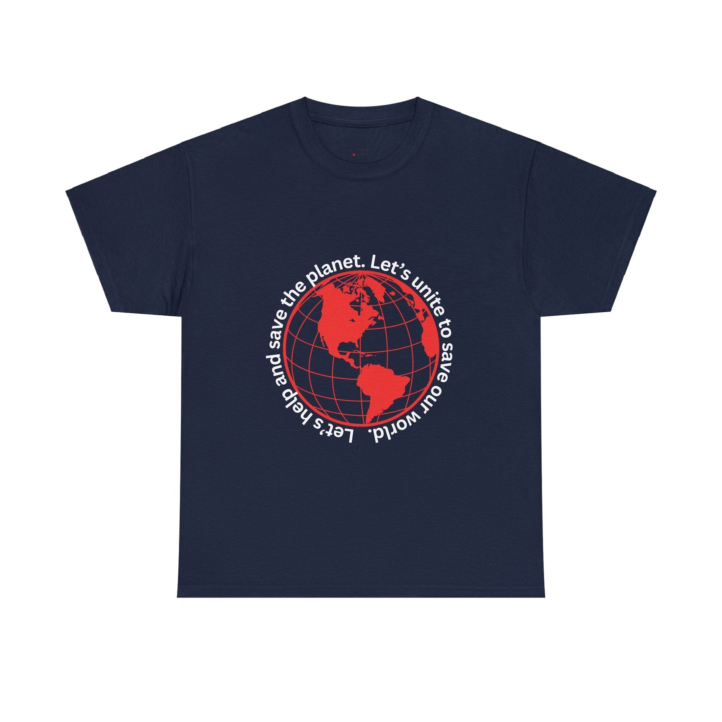 Eco-Friendly Unisex Tee: - Red Outlined World Unisex Tee- Heavy Cotton Tee