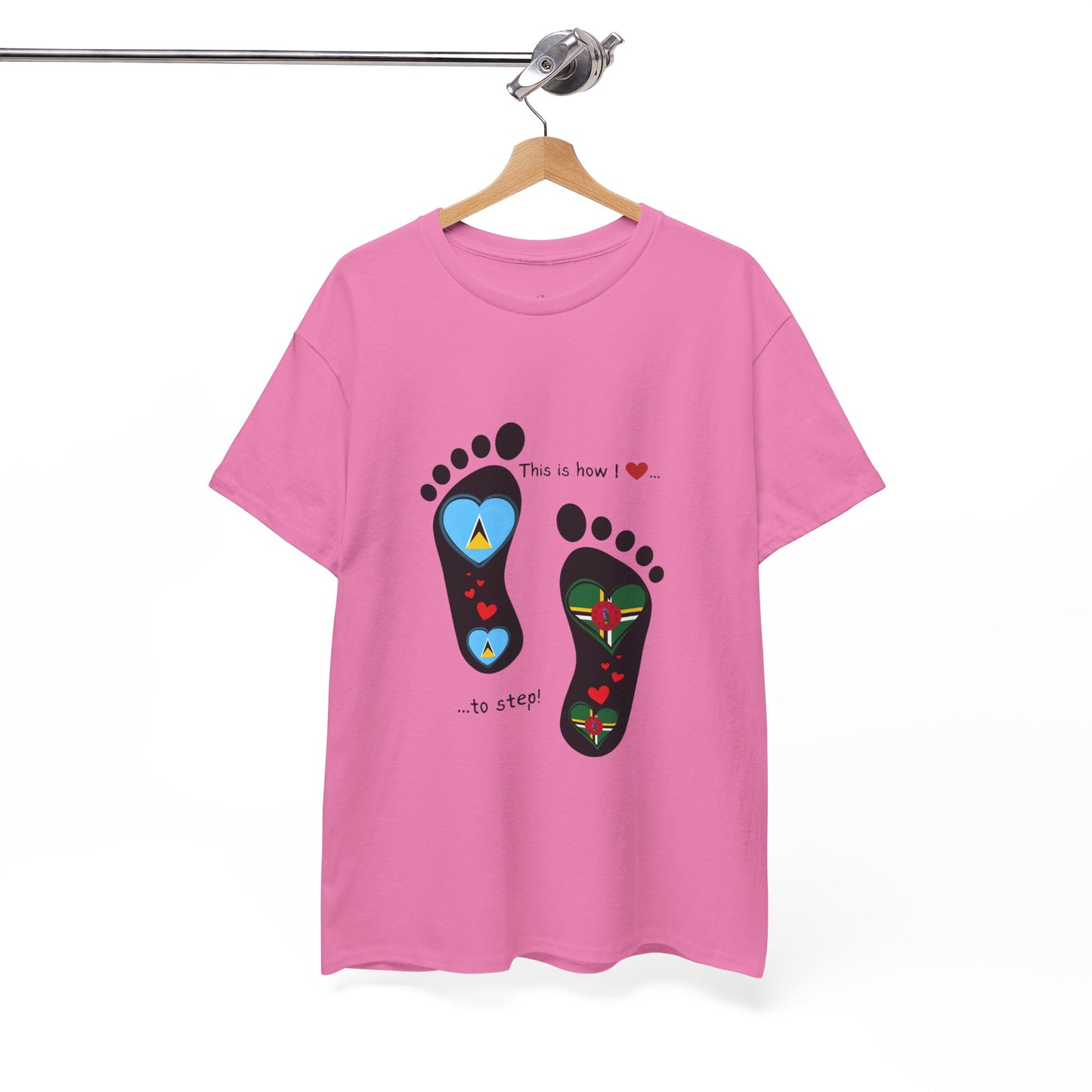 Caribbean Fusion: Footprint Flags Tee - Celebrate Saint Lucia & Dominica in Style!