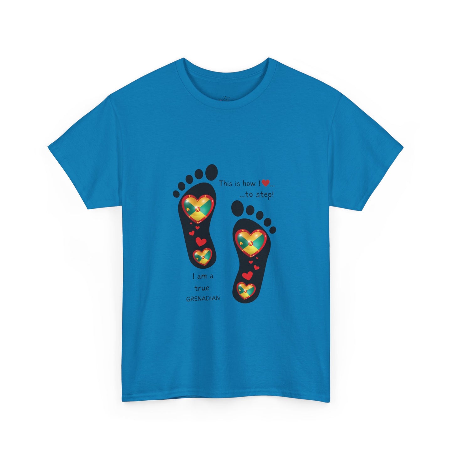 Unisex Heavy Cotton Tee - LoveJustJules Grenadian Heart Flag Tee - Gift Idea