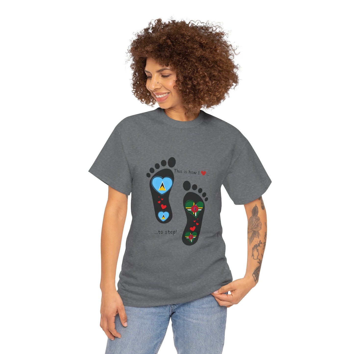 Caribbean Fusion: Footprint Flags Tee - Celebrate Saint Lucia & Dominica in Style!