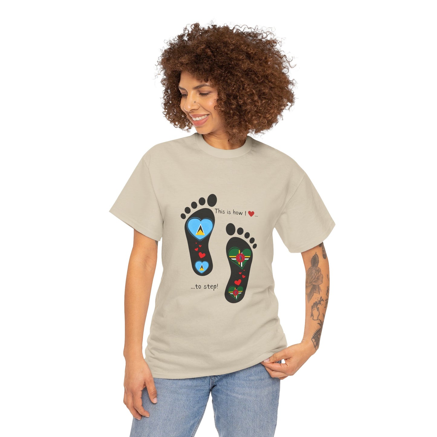 Caribbean Fusion: Footprint Flags Tee - Celebrate Saint Lucia & Dominica in Style!