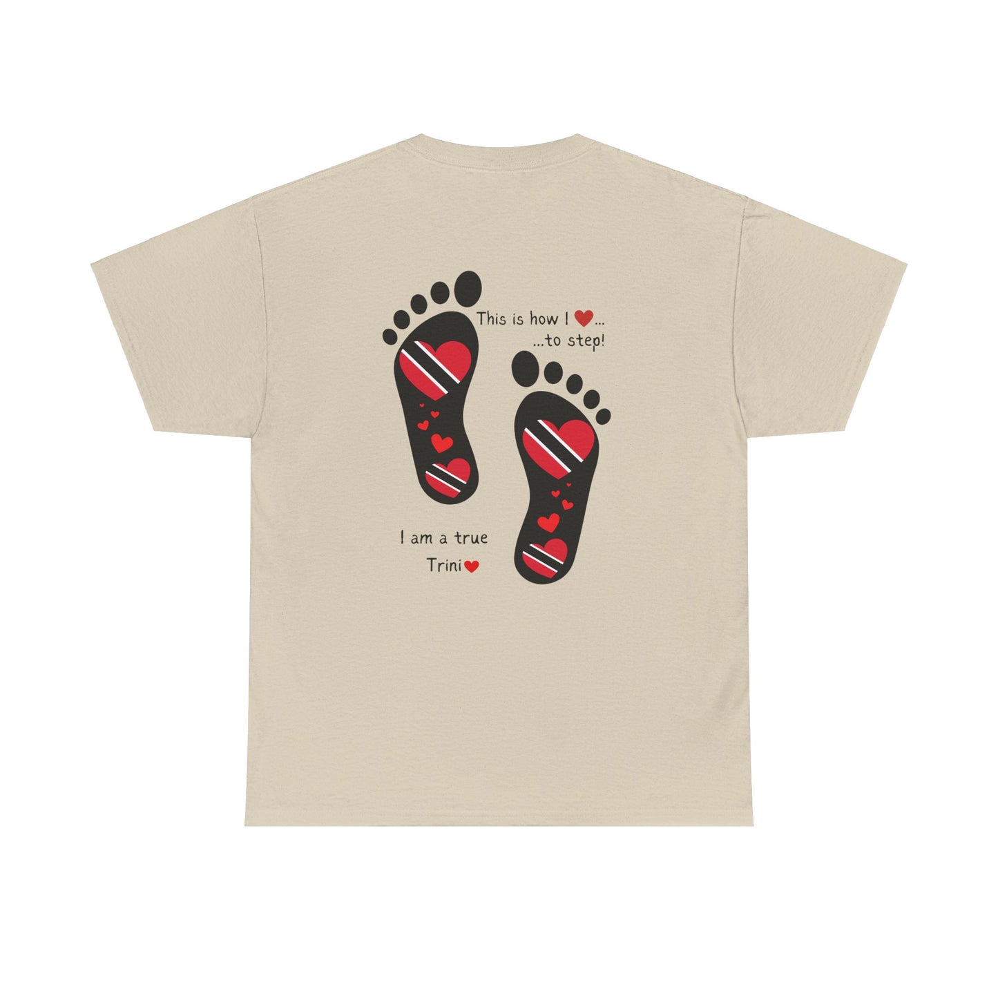 Introducing LoveJustJules's Exclusive Trinidad & Tobago Heart-Shaped Flags Footprint Tee - Trini flags in footprints. Gift Idea.
