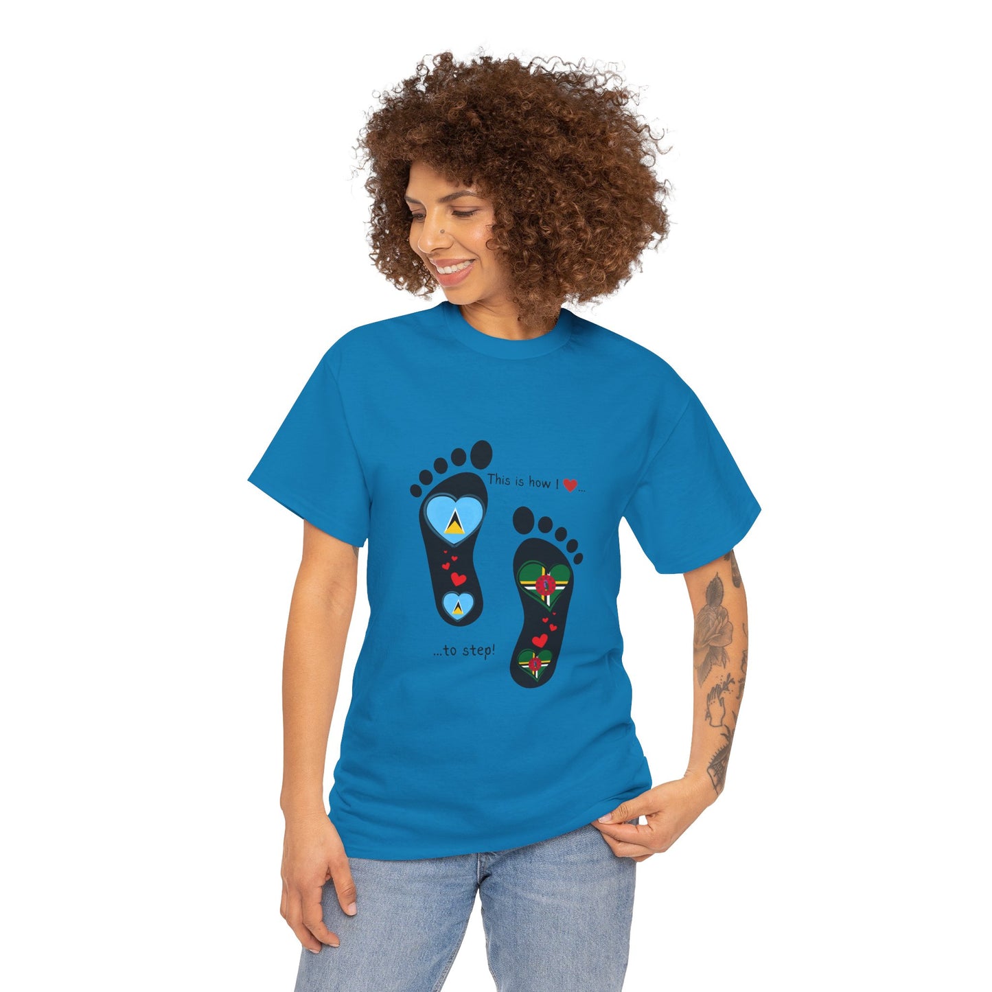 Caribbean Fusion: Footprint Flags Tee - Celebrate Saint Lucia & Dominica in Style!