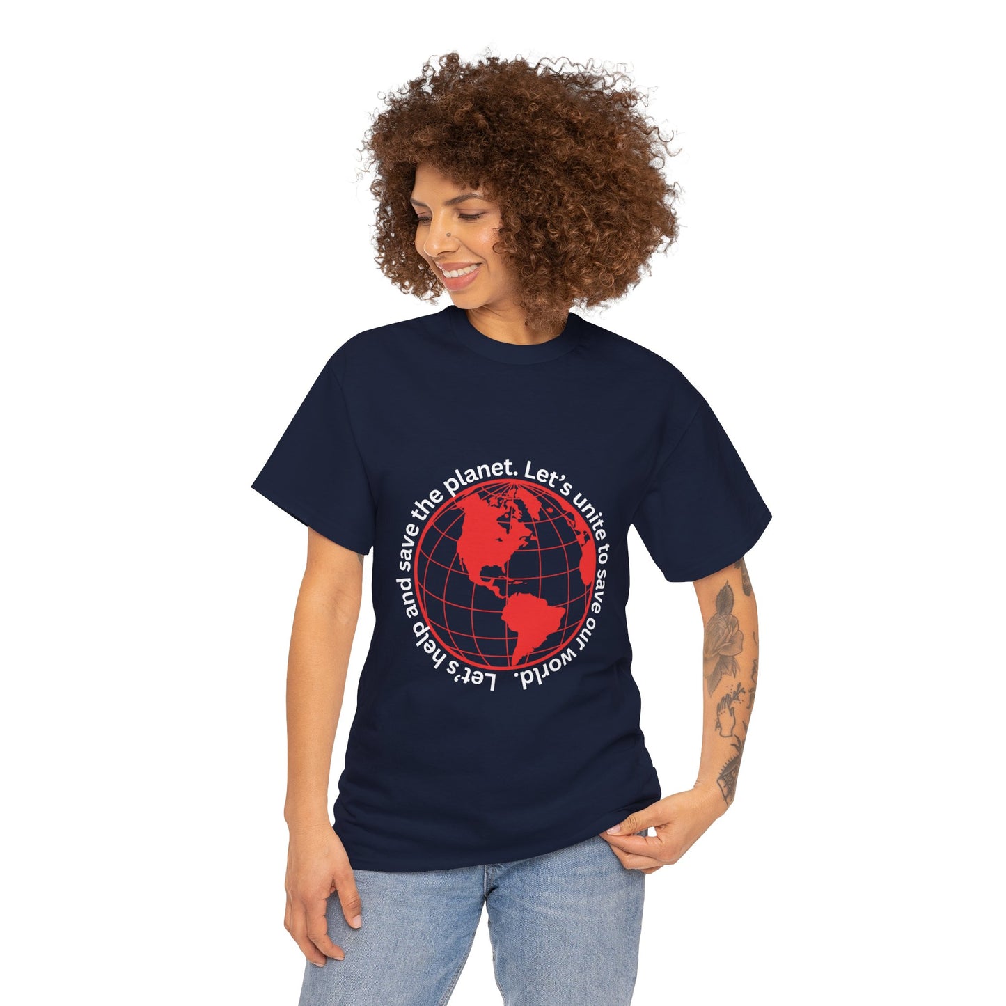 Eco-Friendly Unisex Tee: - Red Outlined World Unisex Tee- Heavy Cotton Tee