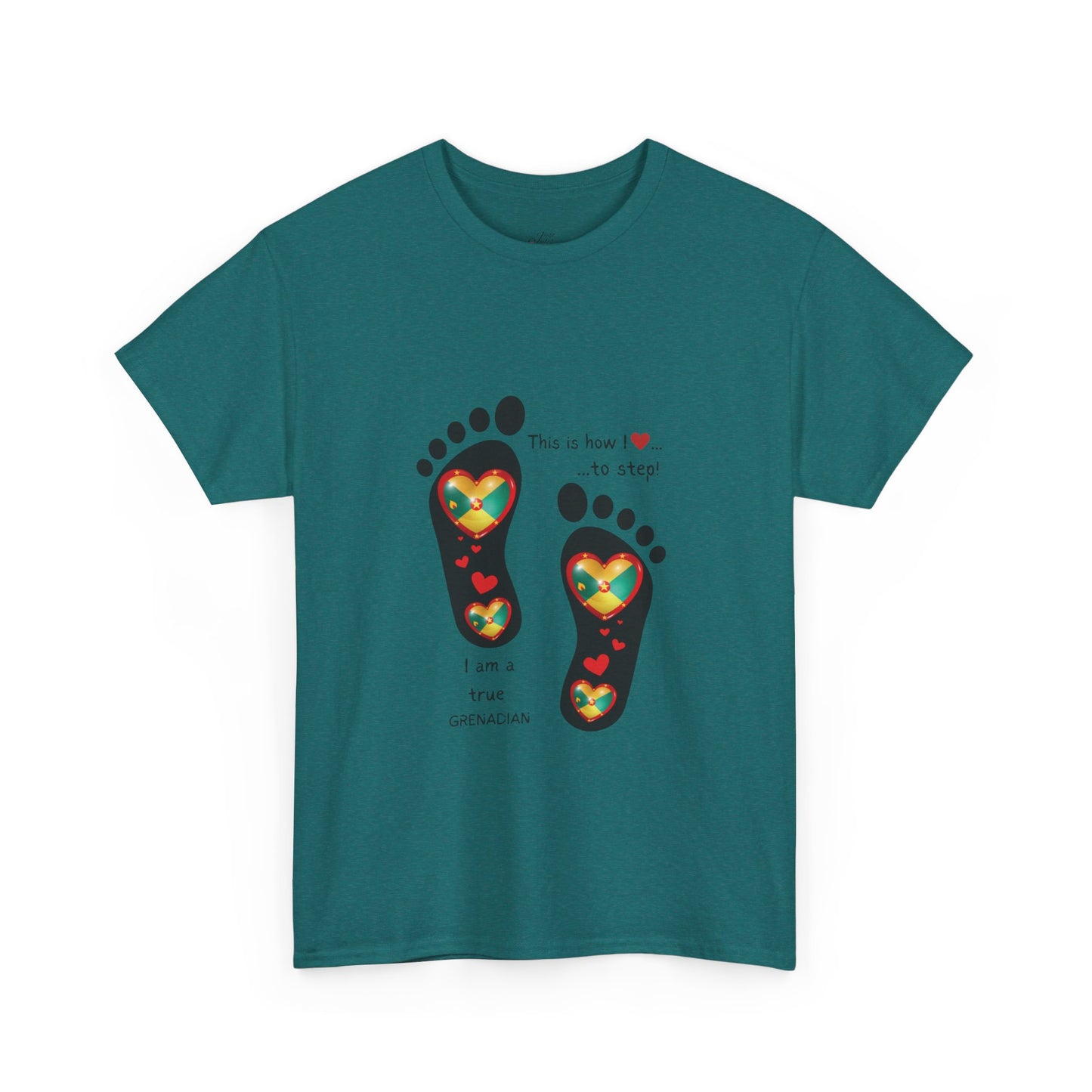 Unisex Heavy Cotton Tee - LoveJustJules Grenadian Heart Flag Tee - Gift Idea