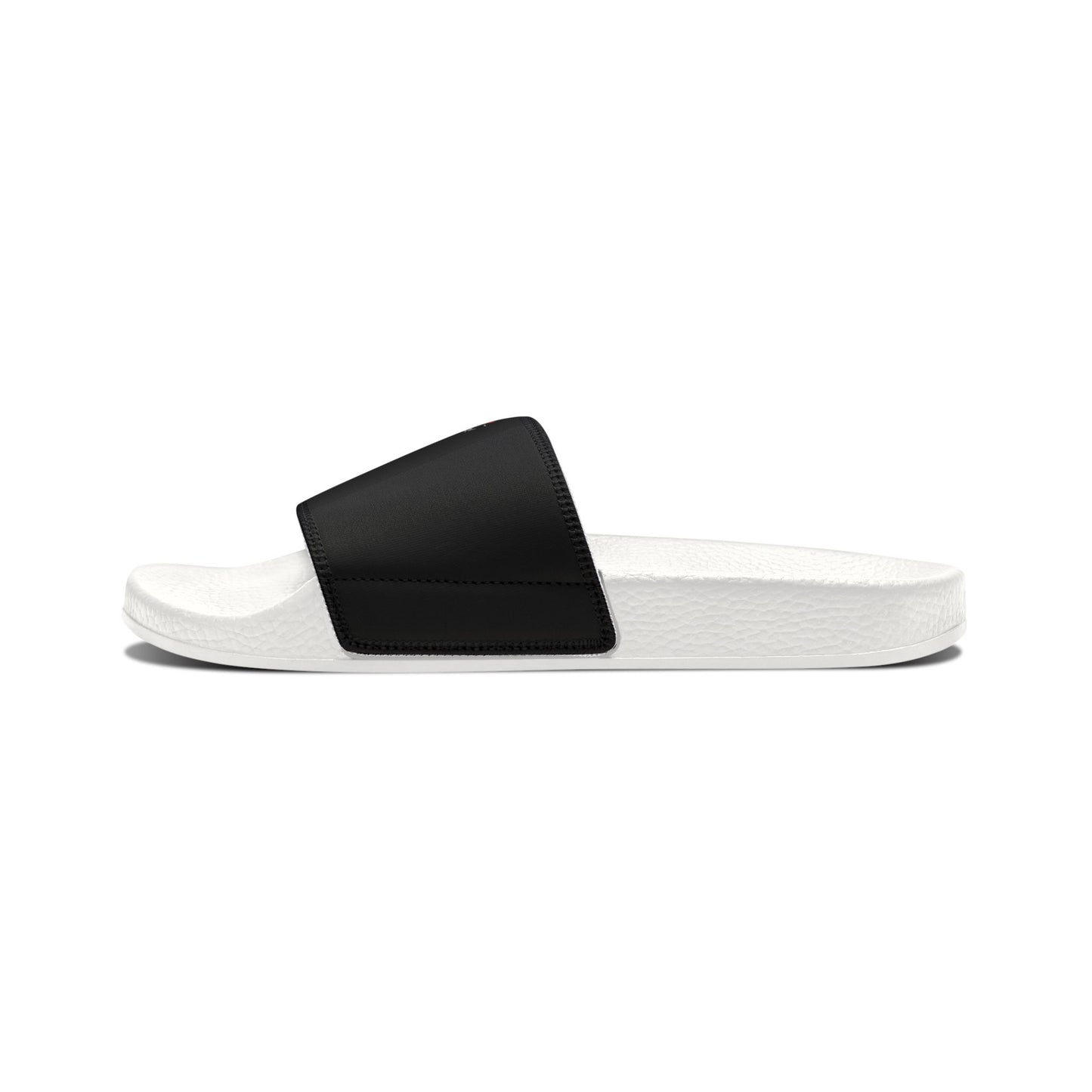 Men's Removable-Strap Sandals - Men's PU Slide Sandals - Step into the vibrant culture of Trinidad and Tobago with our Heart-shaped flag slider footwear from LoveJustJules!
