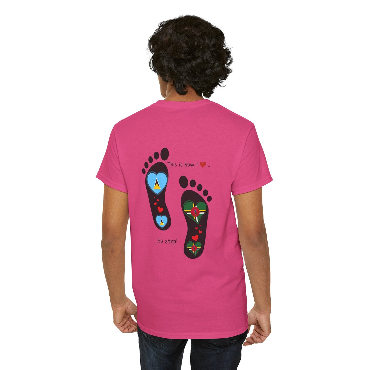 Caribbean Fusion: Footprint Flags Tee - Celebrate Saint Lucia & Dominica in Style!