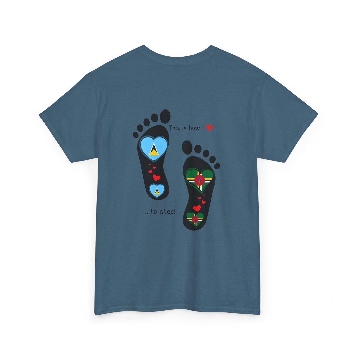 Caribbean Fusion: Footprint Flags Tee - Celebrate Saint Lucia & Dominica in Style!