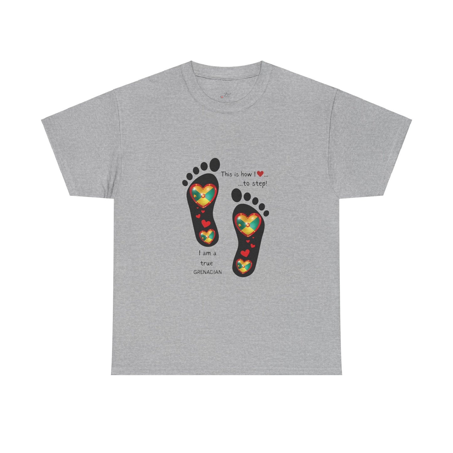 Unisex Heavy Cotton Tee - LoveJustJules Grenadian Heart Flag Tee - Gift Idea