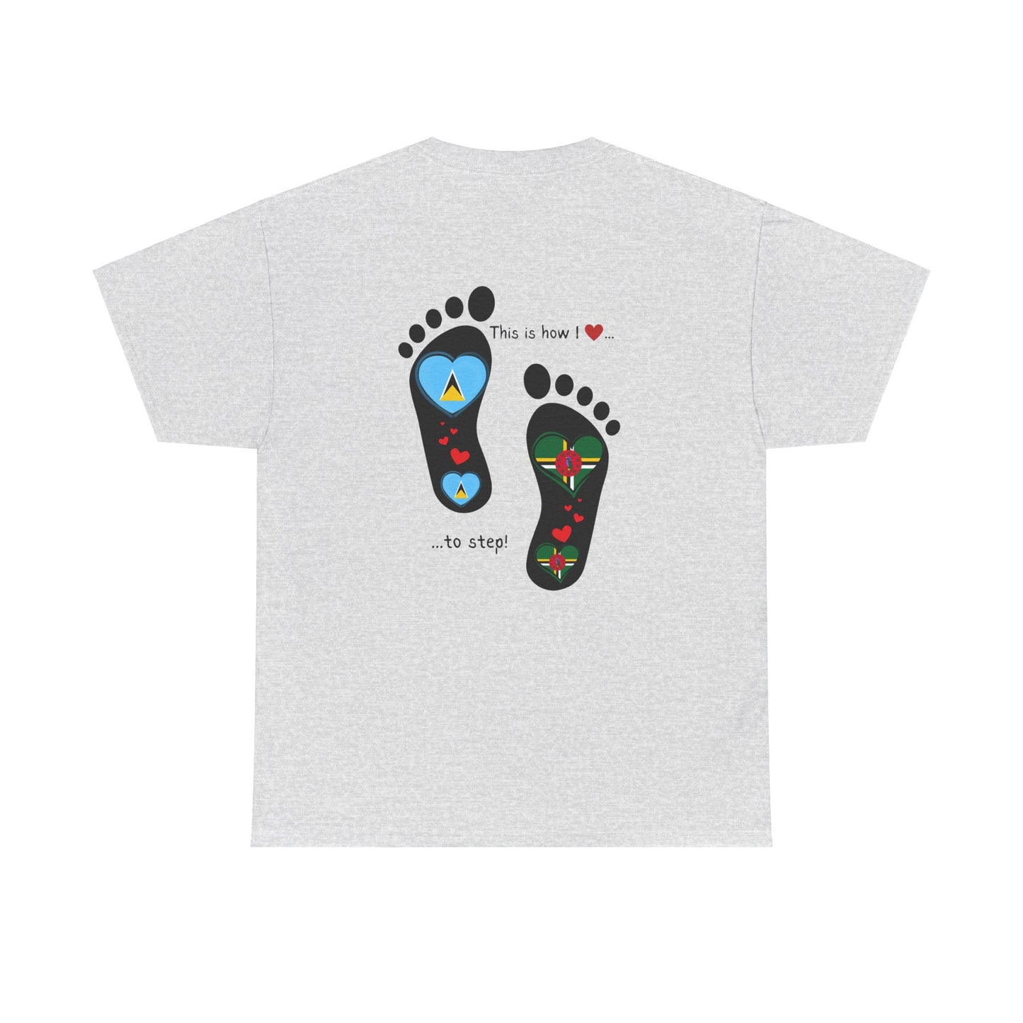 Caribbean Fusion: Footprint Flags Tee - Celebrate Saint Lucia & Dominica in Style!