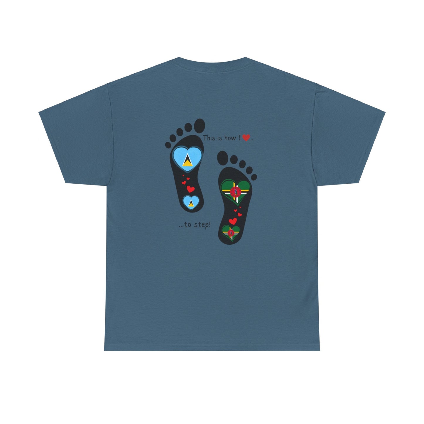 Caribbean Fusion: Footprint Flags Tee - Celebrate Saint Lucia & Dominica in Style!