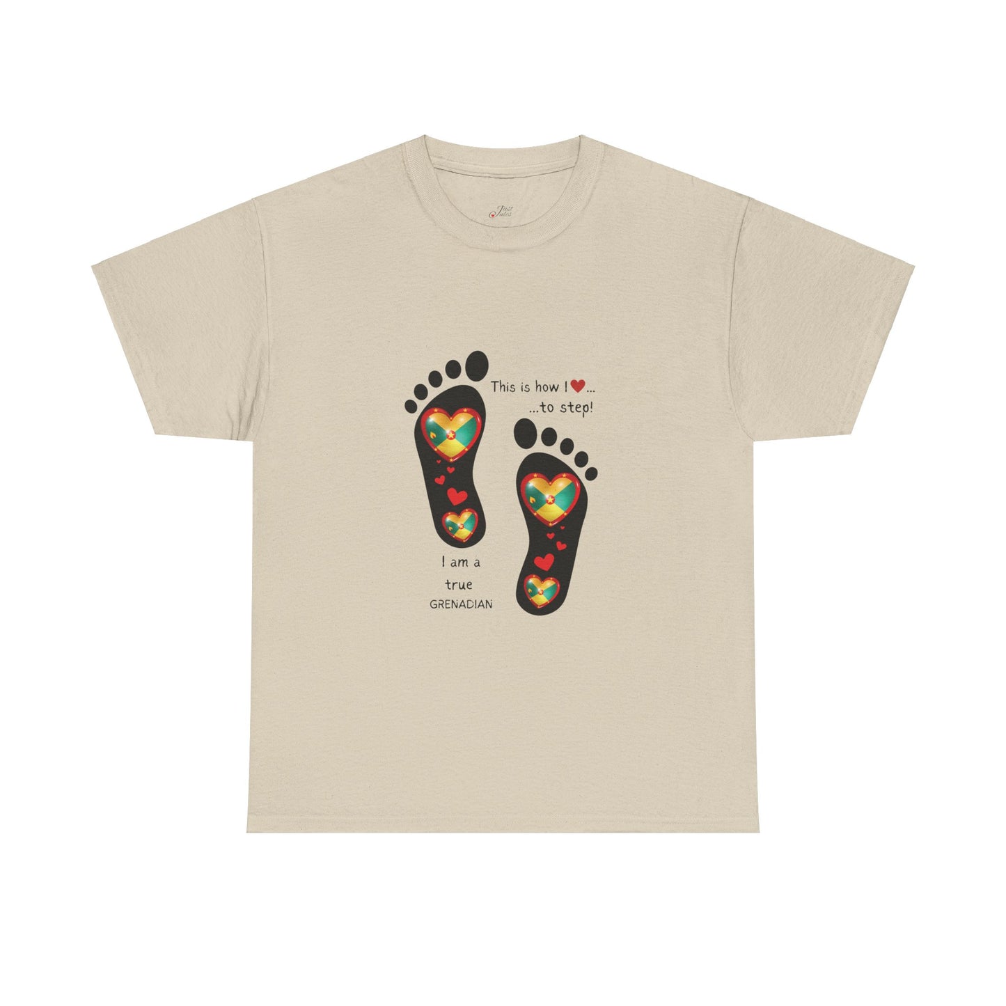 Unisex Heavy Cotton Tee - LoveJustJules Grenadian Heart Flag Tee - Gift Idea