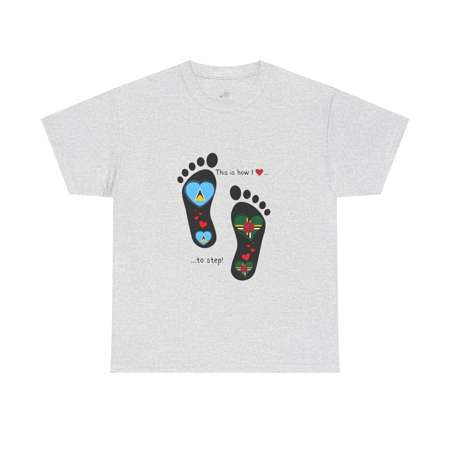 Caribbean Fusion: Footprint Flags Tee - Celebrate Saint Lucia & Dominica in Style!