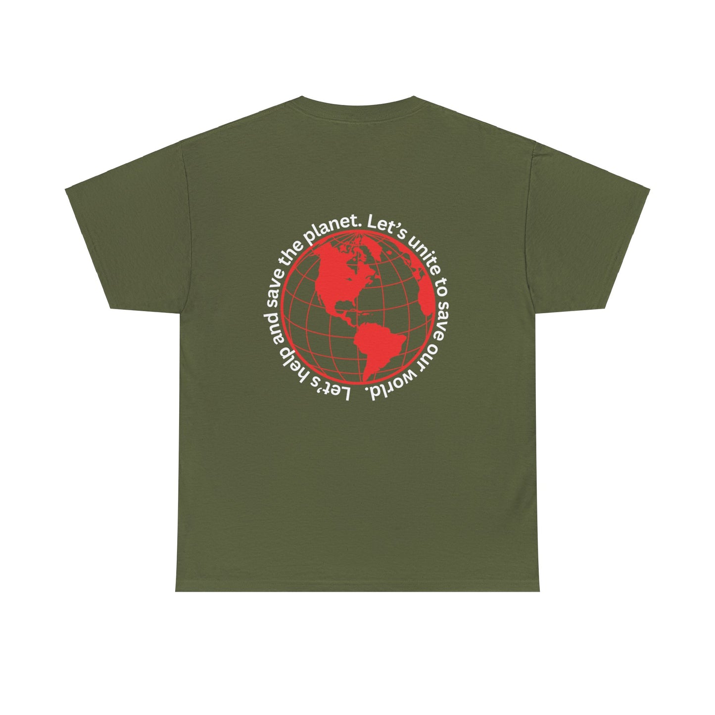 Eco-Friendly Unisex Tee: - Red Outlined World Unisex Tee- Heavy Cotton Tee