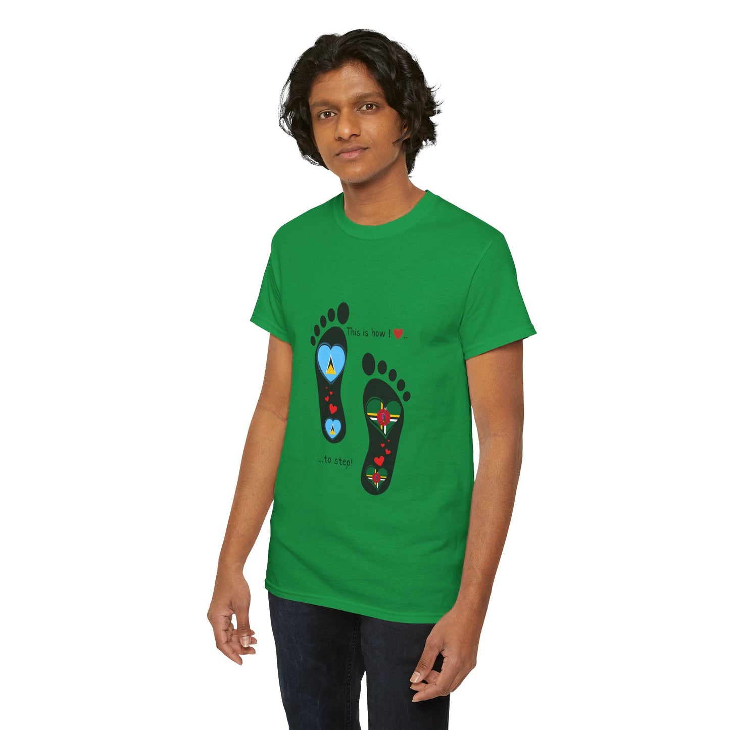 Caribbean Fusion: Footprint Flags Tee - Celebrate Saint Lucia & Dominica in Style!