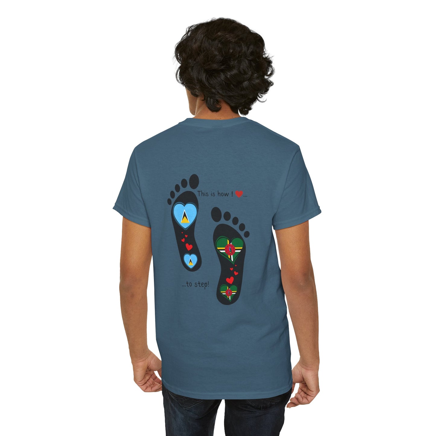 Caribbean Fusion: Footprint Flags Tee - Celebrate Saint Lucia & Dominica in Style!