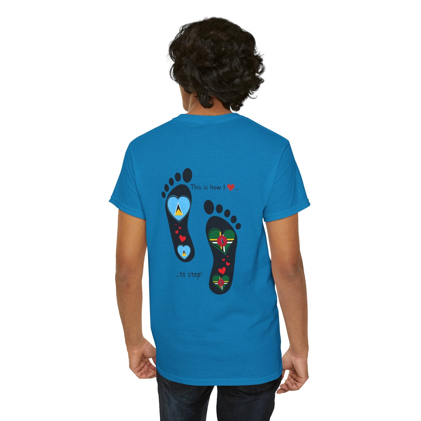 Caribbean Fusion: Footprint Flags Tee - Celebrate Saint Lucia & Dominica in Style!