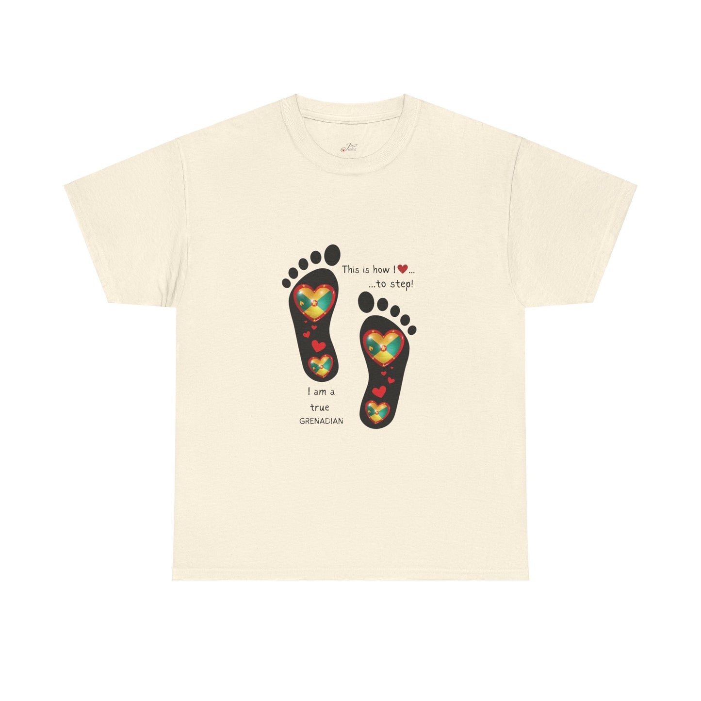 Unisex Heavy Cotton Tee - LoveJustJules Grenadian Heart Flag Tee - Gift Idea