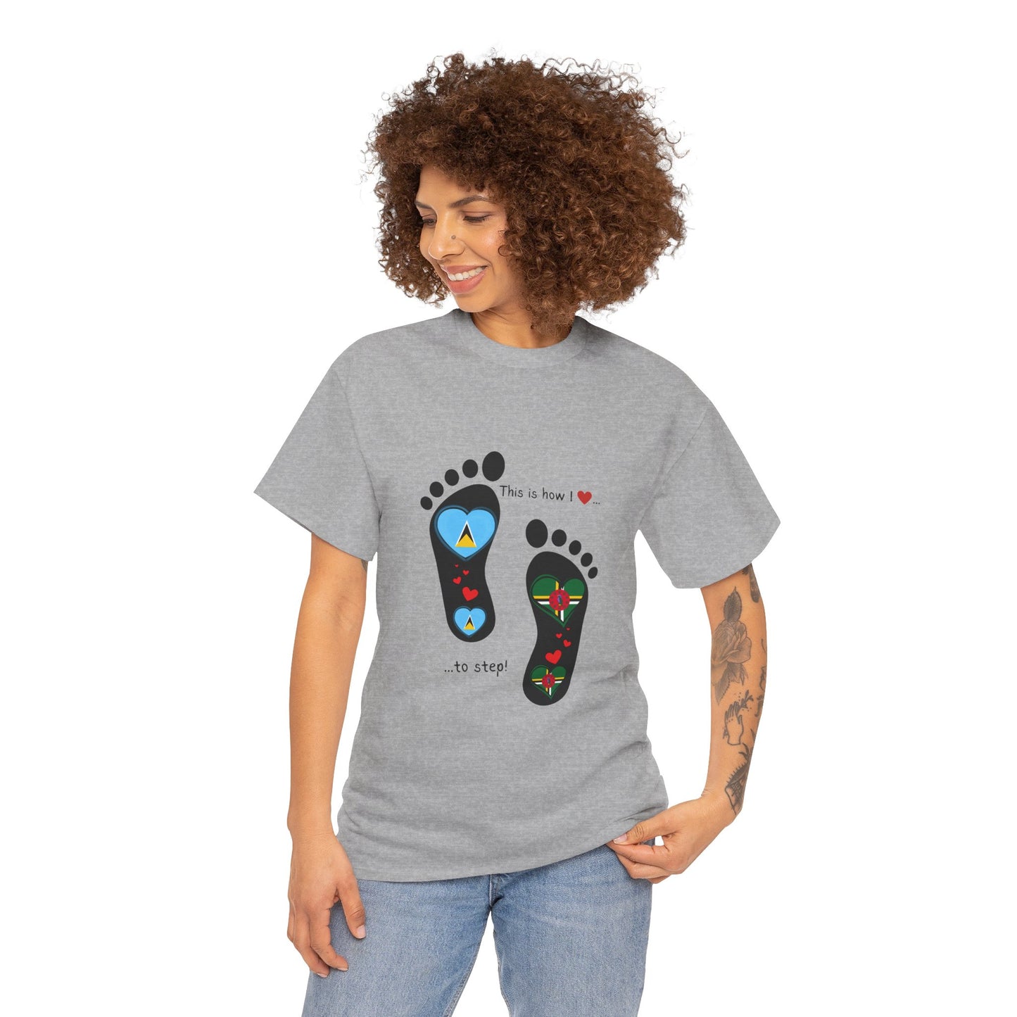 Caribbean Fusion: Footprint Flags Tee - Celebrate Saint Lucia & Dominica in Style!