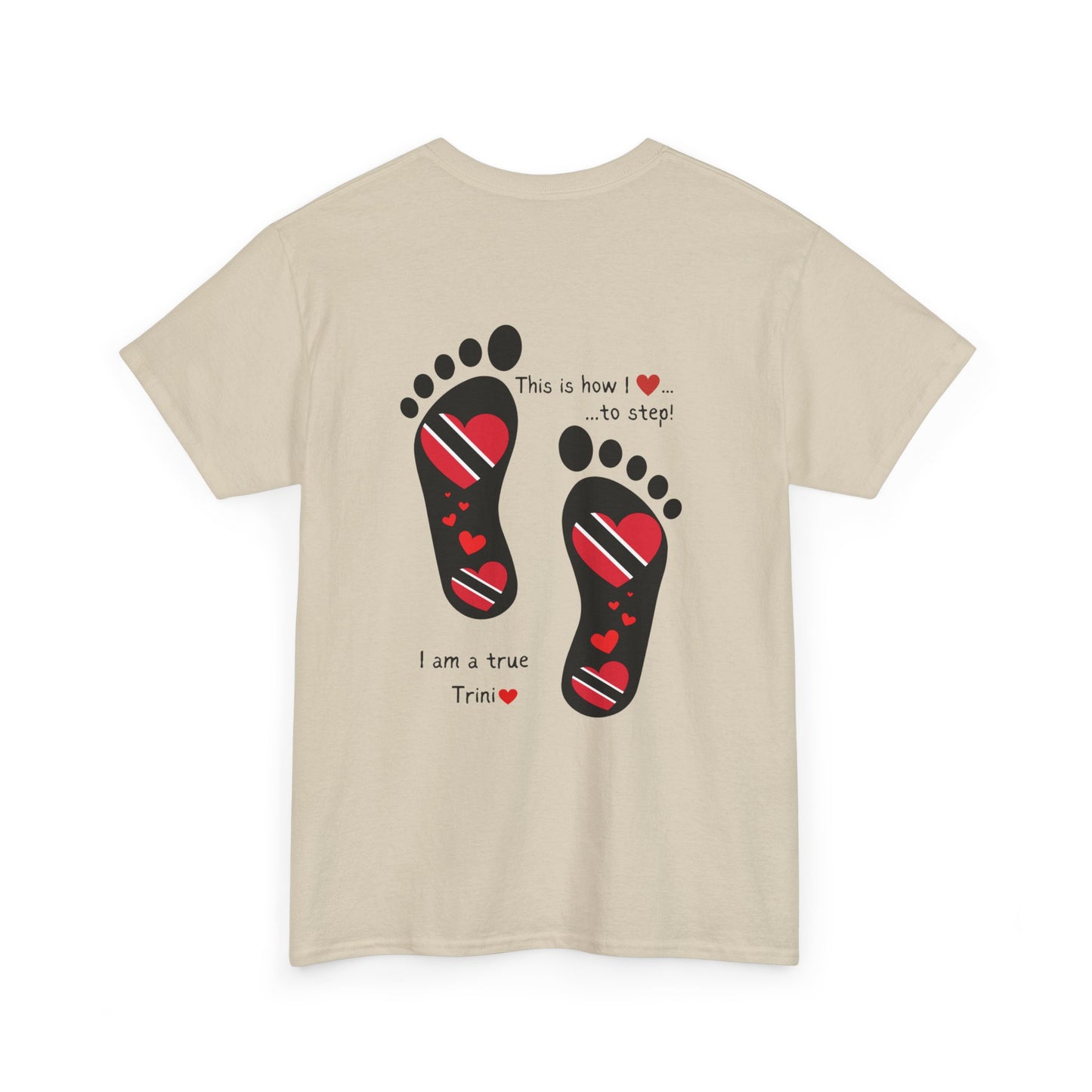 Introducing LoveJustJules's Exclusive Trinidad & Tobago Heart-Shaped Flags Footprint Tee - Trini flags in footprints. Gift Idea.