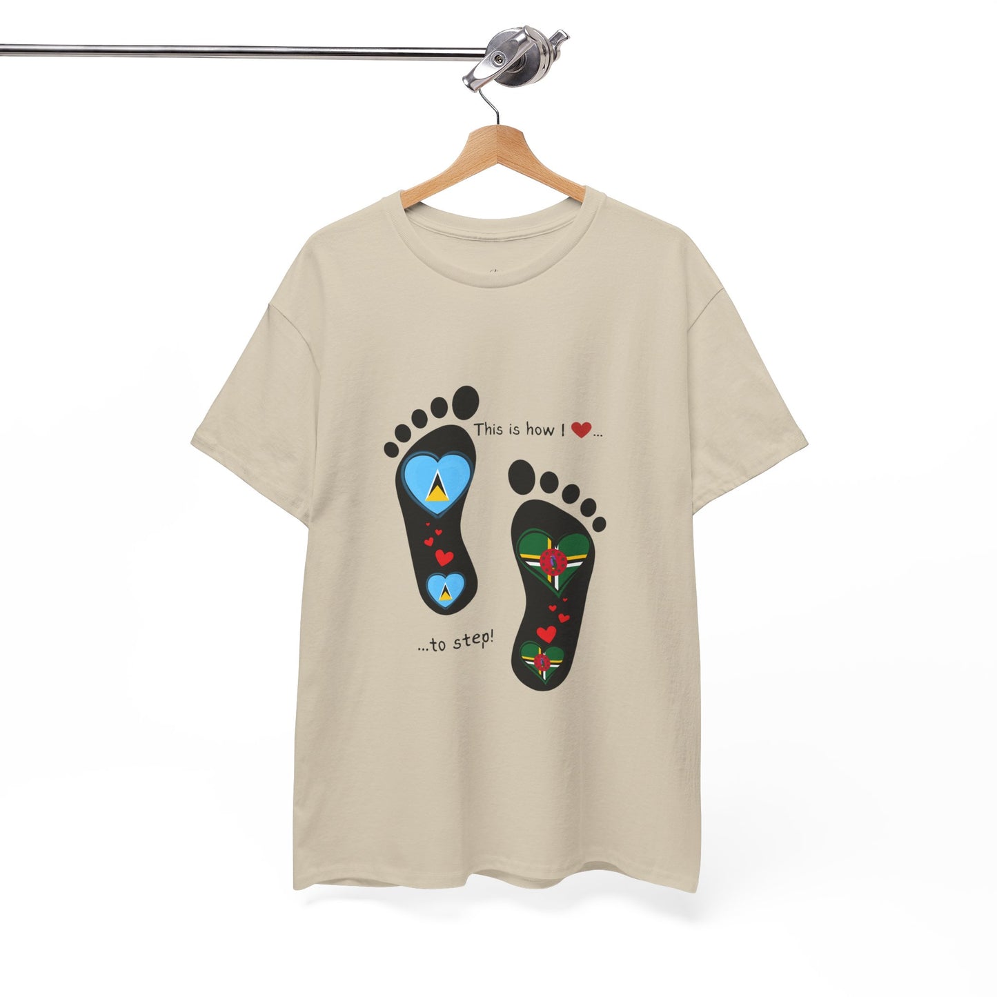 Caribbean Fusion: Footprint Flags Tee - Celebrate Saint Lucia & Dominica in Style!
