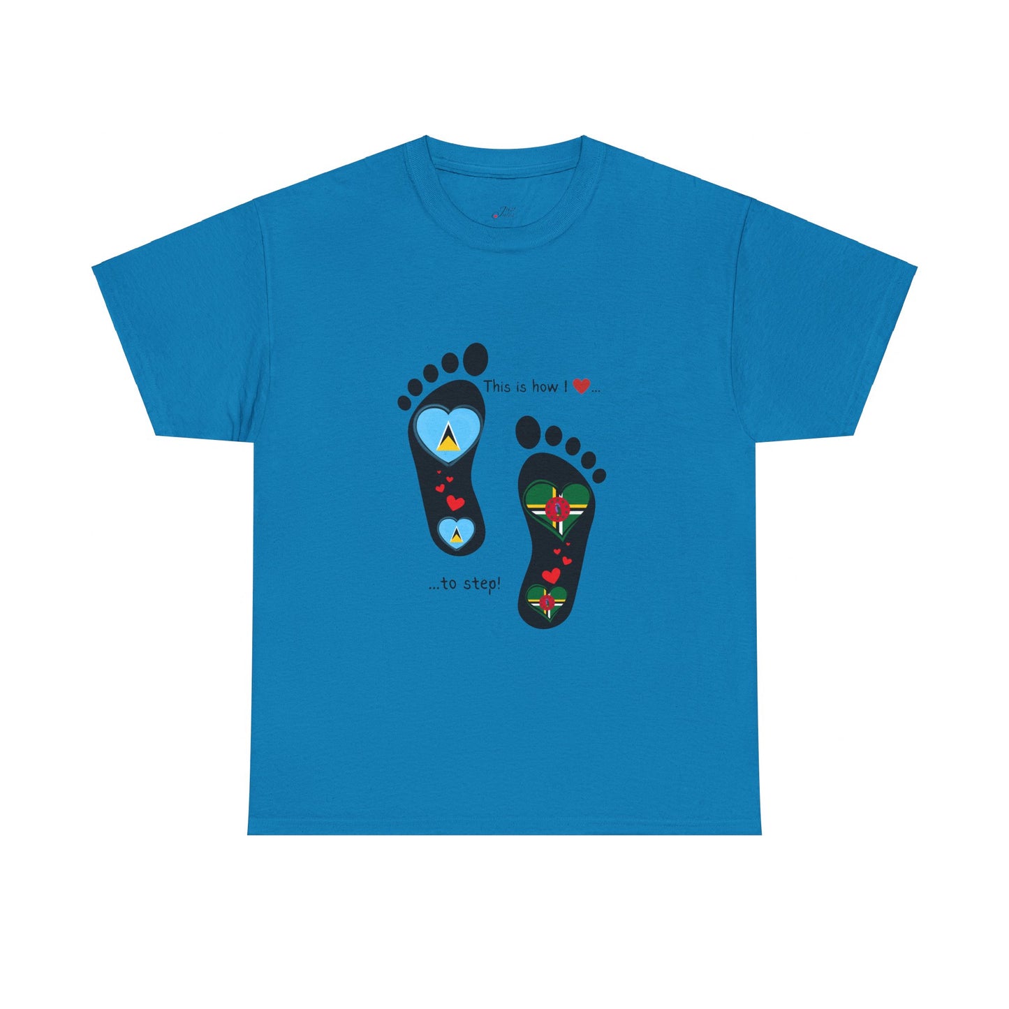 Caribbean Fusion: Footprint Flags Tee - Celebrate Saint Lucia & Dominica in Style!