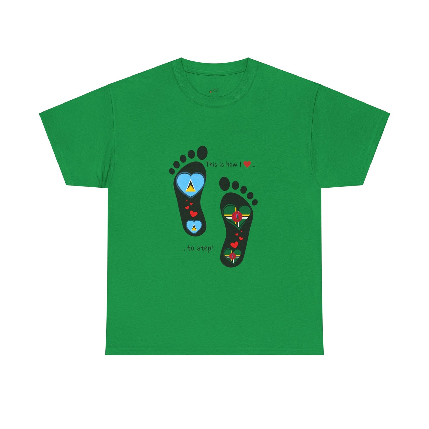 Caribbean Fusion: Footprint Flags Tee - Celebrate Saint Lucia & Dominica in Style!