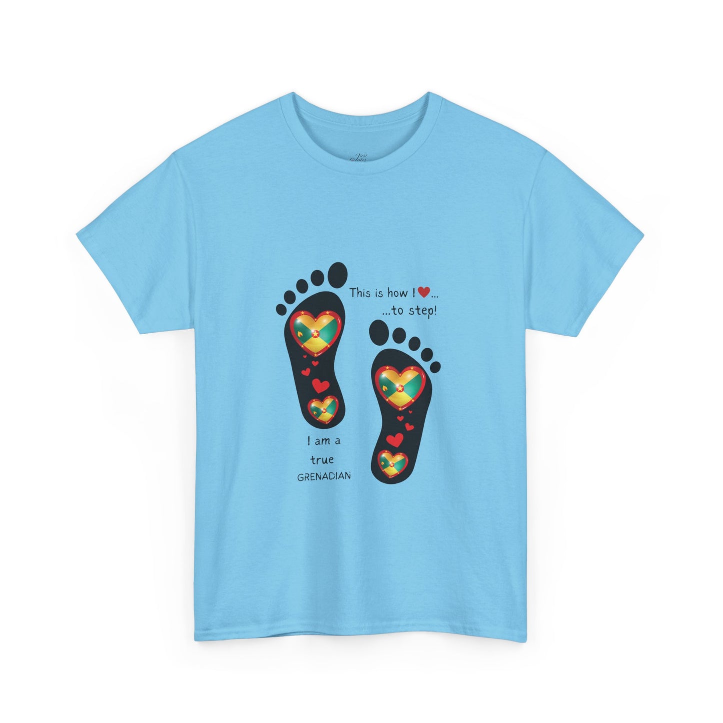 Unisex Heavy Cotton Tee - LoveJustJules Grenadian Heart Flag Tee - Gift Idea