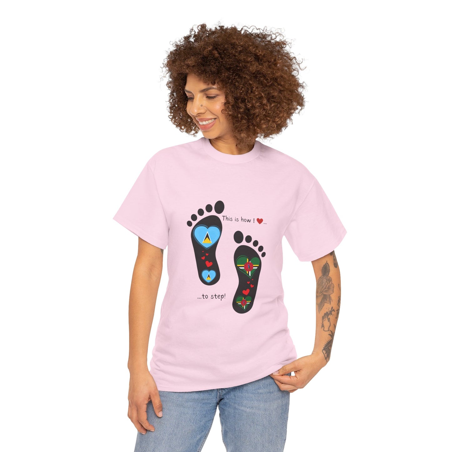 Caribbean Fusion: Footprint Flags Tee - Celebrate Saint Lucia & Dominica in Style!